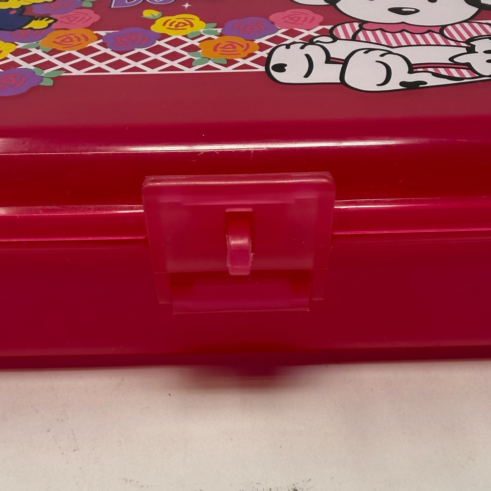 Sanrio Vintage 90s Spottie Dottie & Cat Pink Plastic Pencil/Stationary Box - Picture 8 of 15
